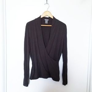 Ann Taylor Dark Brown Wrap Top